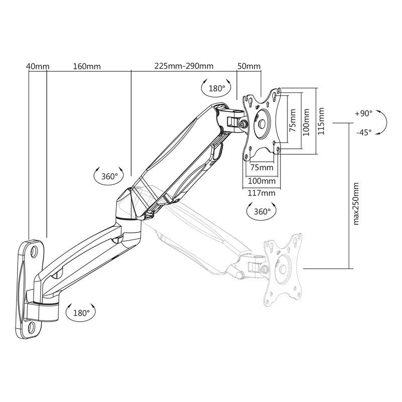 CNC Machine Monitor Mount Measurements template