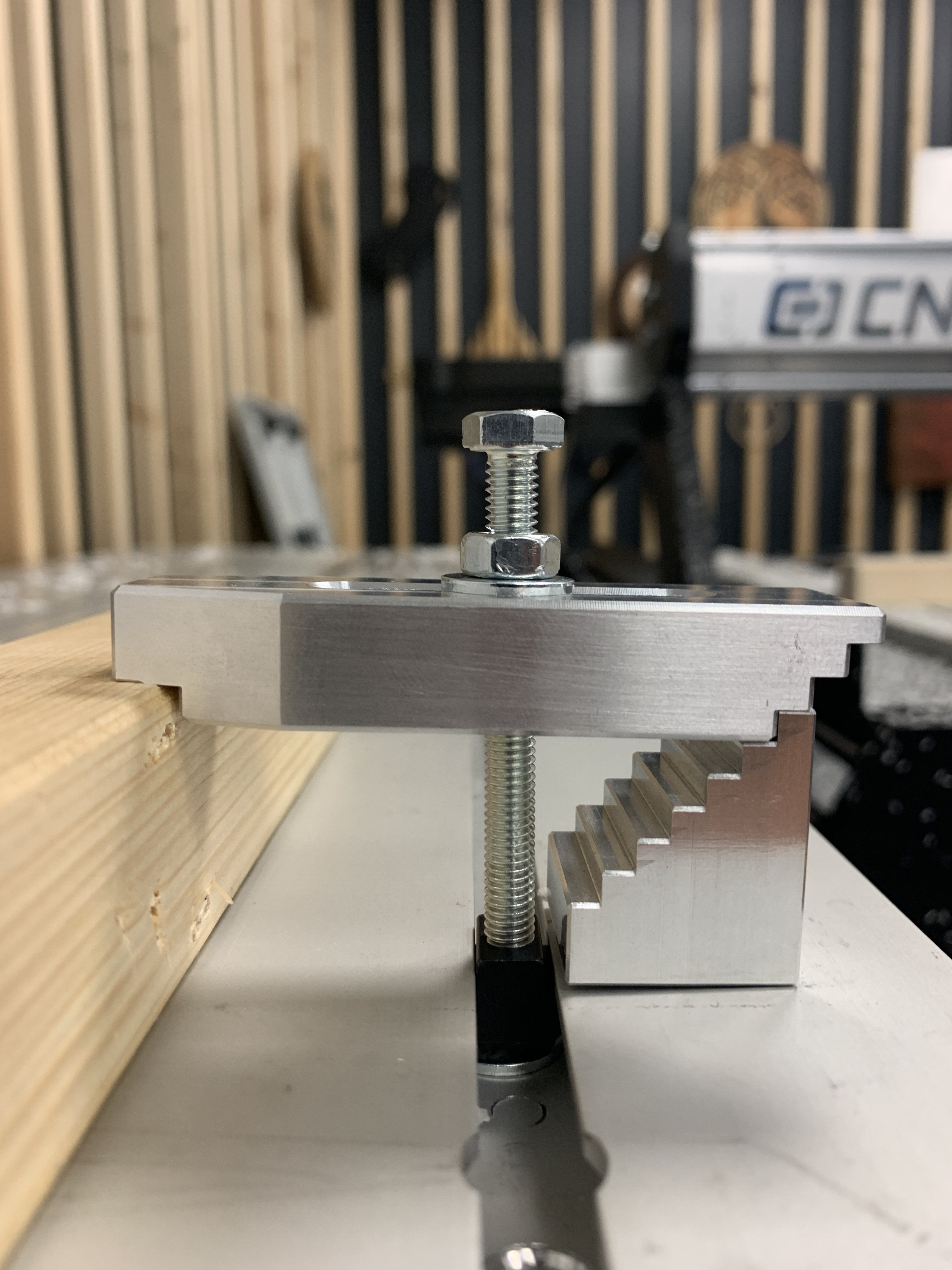 CNC Machine Clamps Close Up View